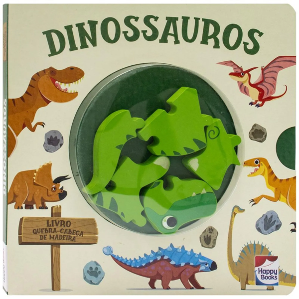 Livro Quebra-cabeça de madeira: Dinossauros